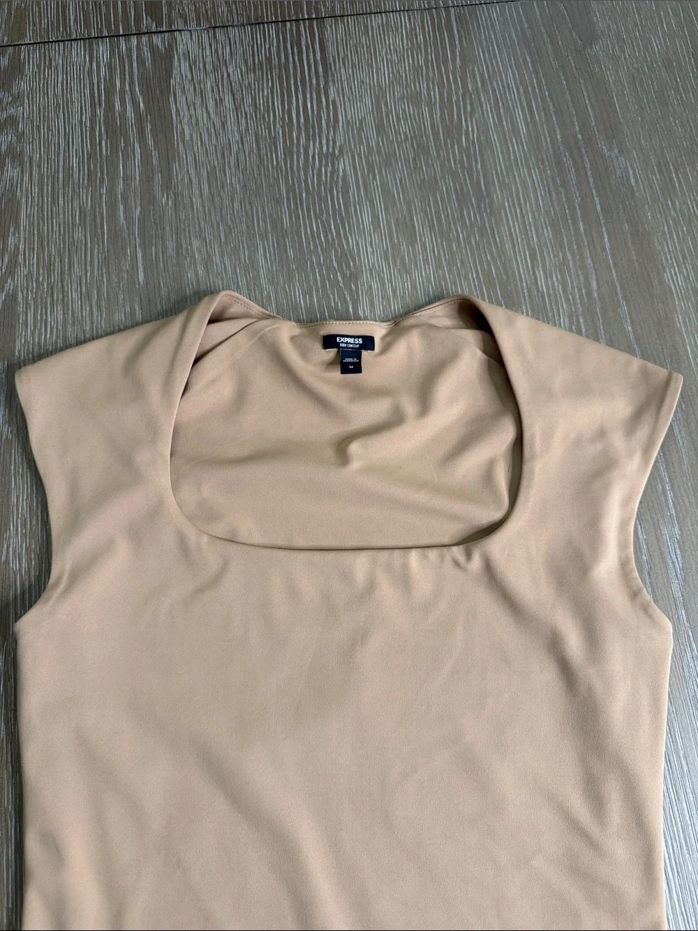 Express Nude Cap Sleeve Square Neck Bodysuit